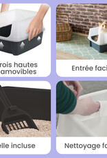 IRIS Set van 2, kattenbak, met hoge zijkanten, voor katten, CLH-12, Taupe