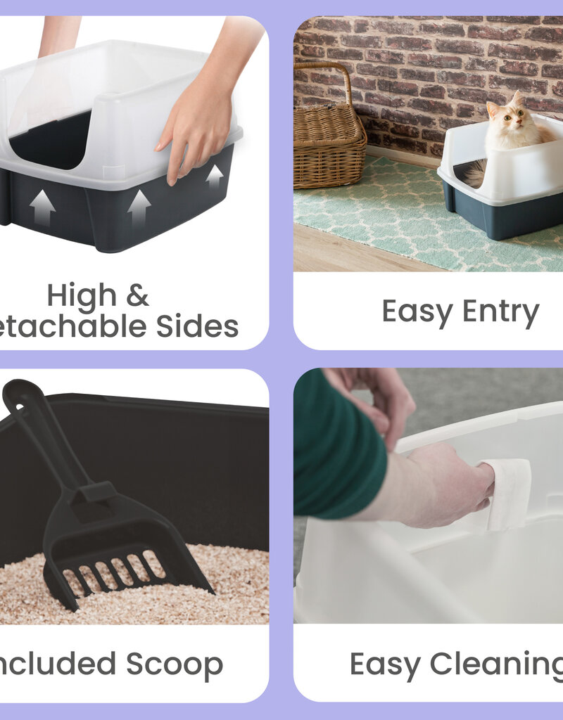 IRIS Set van 2, kattenbak, met hoge zijkanten, voor katten, CLH-12, Taupe