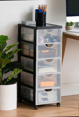 IRIS plastic opbergtoren op wielen, 5 middelgrote lades, zwart, DDDC-005