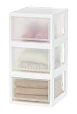 IRIS Opberglade, 13,7 L, 3-pack, Wit, stapelbaar, Doorzichtig, voor Snacks, Medicijnen, Schrijfwaren, MSD-2