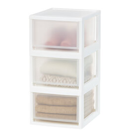 IRIS Opberglade, 13,7 L, 3-pack, Wit, stapelbaar, Doorzichtig, voor Snacks, Medicijnen, Schrijfwaren, MSD-2