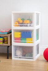 IRIS Opberglade, 13,7 L, 3-pack, Wit, stapelbaar, Doorzichtig, voor Snacks, Medicijnen, Schrijfwaren, MSD-2