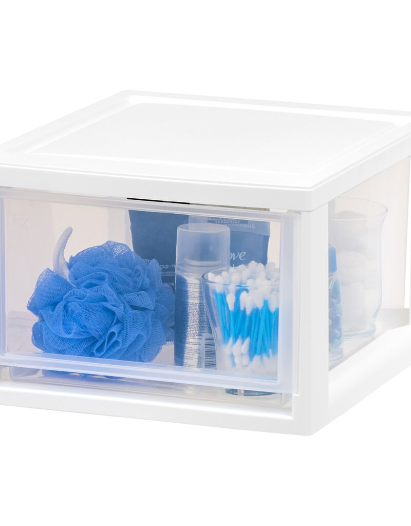 IRIS Opberglade, 13,7 L, 3-pack, Wit, stapelbaar, Doorzichtig, voor Snacks, Medicijnen, Schrijfwaren, MSD-2