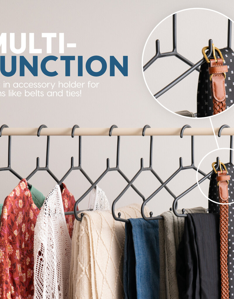 IRIS Plastic Hangers, Set van 30 kledinghangers, Zwart, BPA-vrij, Kasten, Dikke, Resistent, CHM-39