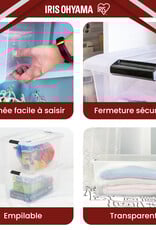 IRIS Plastic Opbergdoos met deksel, 45L, Set van 3, Doorzichtig, NTB-45