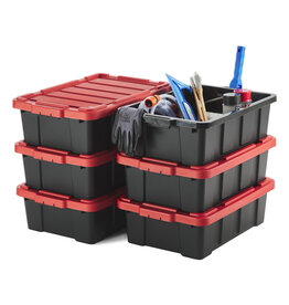 IRIS Storage Case with Heavy Lid, 25L, Pack of 6, Red, DDSKT-230