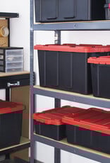 IRIS opslagkoffer met zwaar deksel, 25L, Pak van 6, Rood, DDSKT-230