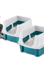 IRIS 2-pack, kattenbak, met hoge zijkanten, voor katten, CLH-12, Teal