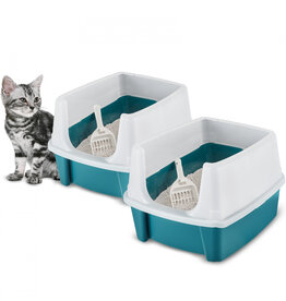 IRIS 2-pack, litter box, with high sides, for cats, CLH-12, Teal