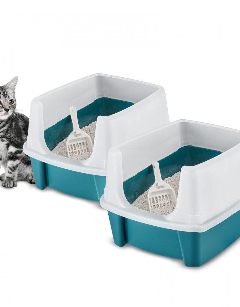 IRIS 2-pack, kattenbak, met hoge zijkanten, voor katten, CLH-12, Teal