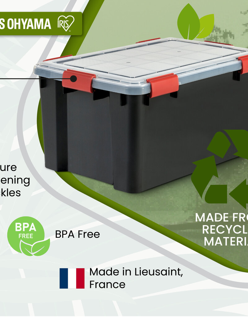 IRIS plastic luchtdichte opslagdoos, 45L, Unit, zwart, WSB-45