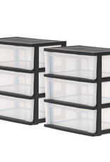 IRIS grote plastic opslagtoren, 2 torens, 34L per lade, zwart, voor kantoor, garage, slaapkamer