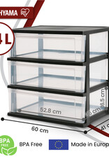 IRIS grote plastic opslagtoren, 2 torens, 34L per lade, zwart, voor kantoor, garage, slaapkamer