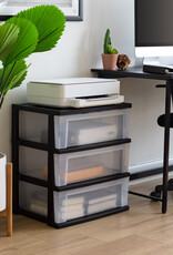 IRIS grote plastic opslagtoren, 2 torens, 34L per lade, zwart, voor kantoor, garage, slaapkamer