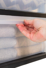 IRIS grote plastic opslagtoren, 2 torens, 34L per lade, zwart, voor kantoor, garage, slaapkamer