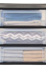 IRIS grote plastic opslagtoren, 2 torens, 34L per lade, zwart, voor kantoor, garage, slaapkamer