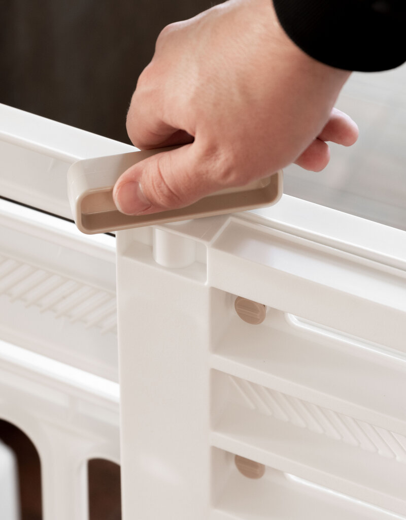 IRIS Hondenveiligheidsklep, W61 x H64 cm, Plastic, uitschuifbaar tot 1 m, bevestiging zonder te boren, grijs