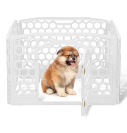 IRIS binnen- en buitenspeelren voor honden, 4 panelen, bijtbestendig, H58cm, wit, plastic, CI-584HC