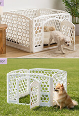 IRIS binnen- en buitenspeelren voor honden, 4 panelen, bijtbestendig, H58cm, wit, plastic, CI-584HC