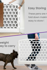 IRIS binnen- en buitenspeelren voor honden, 4 panelen, bijtbestendig, H58cm, wit, plastic, CI-584HC