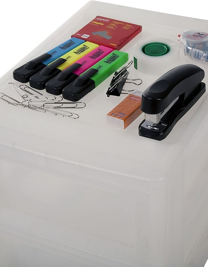 IRIS A4 plastic opslagkoffer, 3 Mix Lades, Wit, OCH-2021