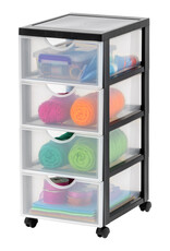 IRIS plastic opslagtoren op wielen, 4 middelgrote lades, zwart, DDDC-004