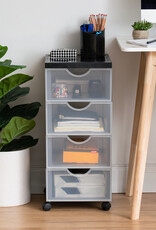 IRIS plastic opslagtoren op wielen, 4 middelgrote lades, zwart, DDDC-004