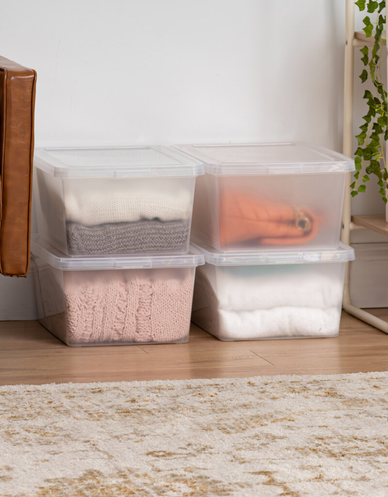 IRIS Multifunctionele Plastic Opbergdozen, 16L, Set van 4, Transparant, CNL-16E