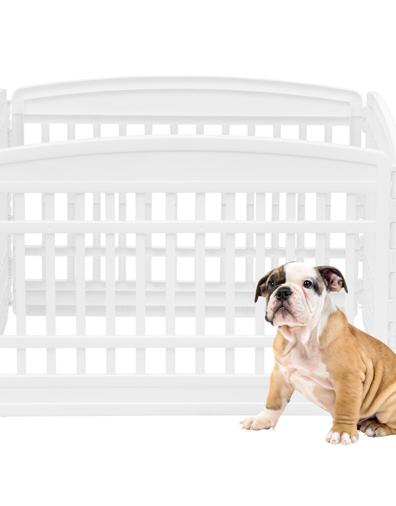 IRIS binnenspeelren voor honden, buiten met 6 panelen en afsluitbare deur, H60cm, wit, voor honden, puppy, CI-606E