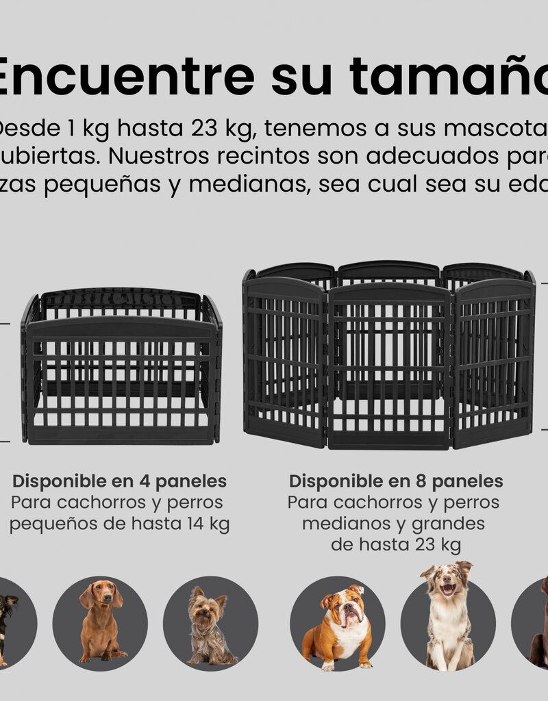 IRIS binnenspeelren voor honden, buiten met 6 panelen en afsluitbare deur, H60cm, wit, voor honden, puppy, CI-606E