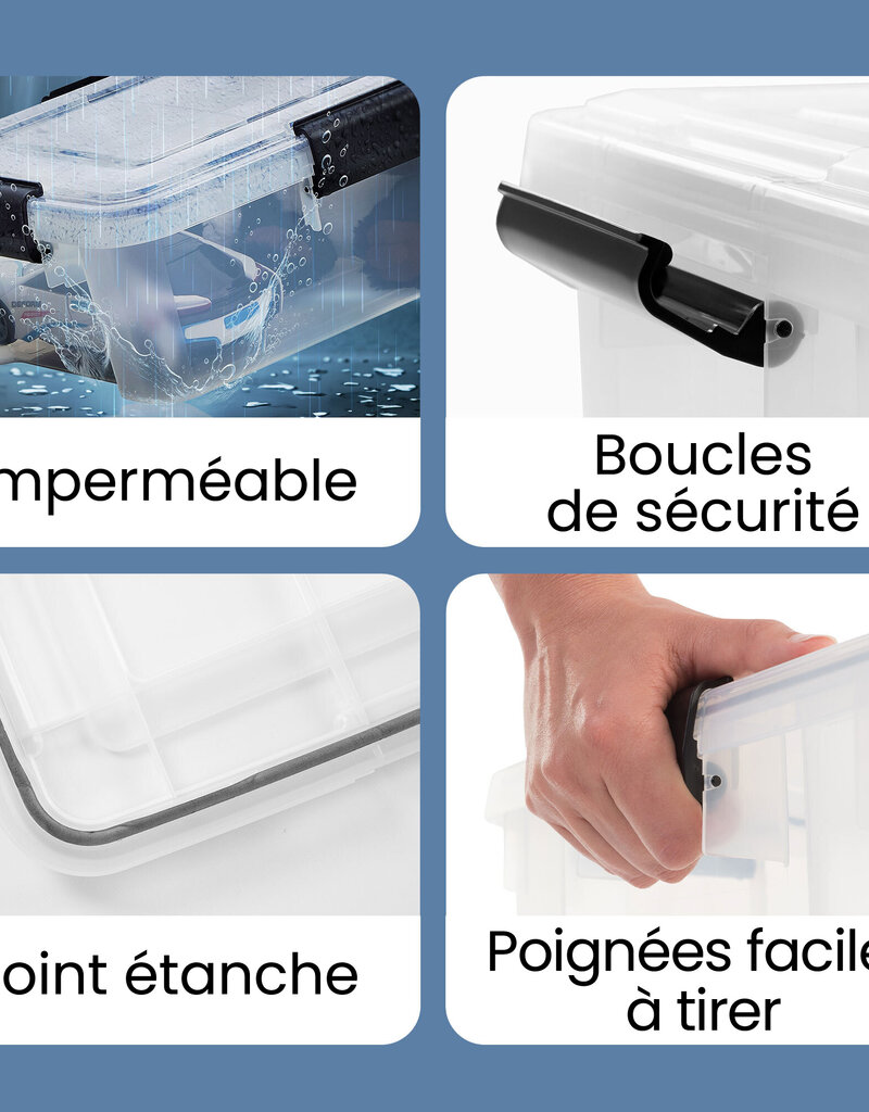 IRIS luchtdichte opslagdoos, gerecycled plastic, 10L, pakje van 3, doorzichtig, AT-S