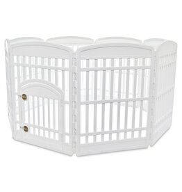 IRIS Binnenspeelren voor honden, Buiten met 8 panelen en afsluitbare deur, H80cm, Beige, Plastic, CI-908E