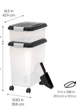 IRIS luchtdichte plastic dierenvoerbox met wielen, schop, set van 2, 35L, MP-8/MP-1, zwart