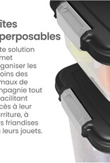 IRIS luchtdichte plastic dierenvoerbox met wielen, schop, set van 2, 35L, MP-8/MP-1, zwart