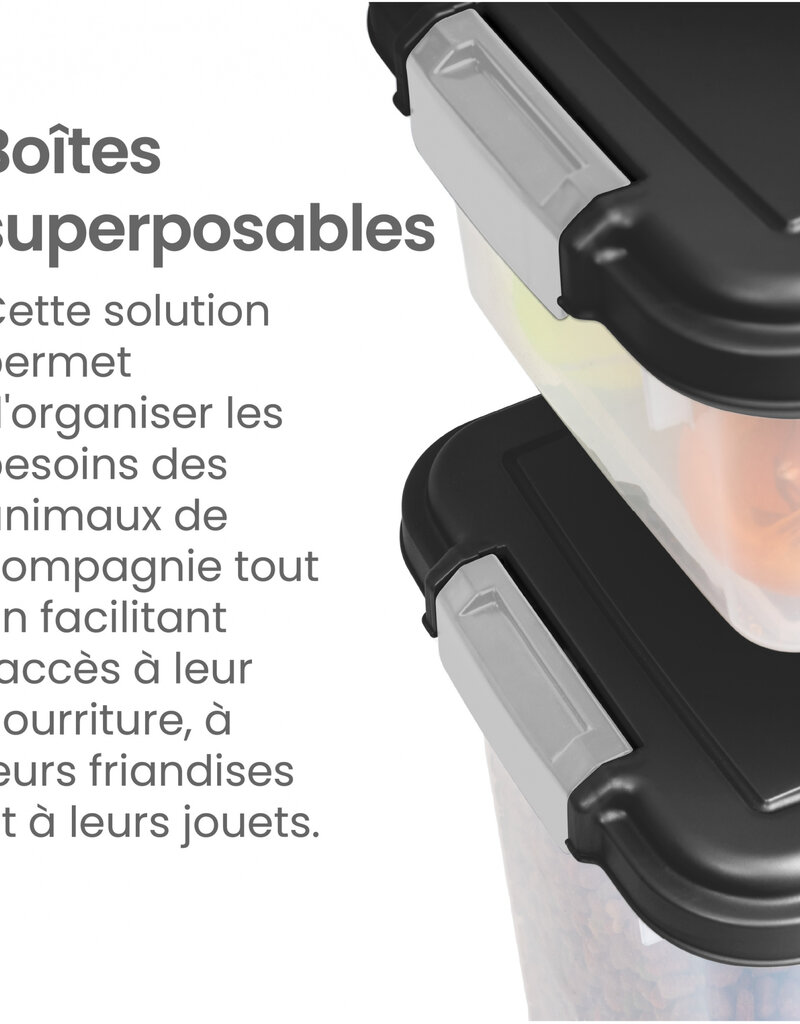 IRIS luchtdichte plastic dierenvoerbox met wielen, schop, set van 2, 35L, MP-8/MP-1, zwart