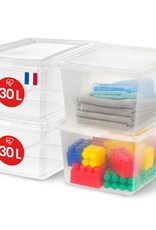 IRIS Multifunctionele Plastic Opbergdozen, 30L, Set van 4, Transparant, CNL-30E
