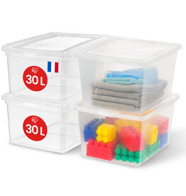 IRIS Multifunctionele Plastic Opbergdozen, 30L, Set van 4, Transparant, CNL-30E