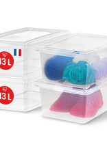 IRIS Multifunctionele Plastic Opbergdozen, 13L, Set van 4, Transparant, CNL-13E