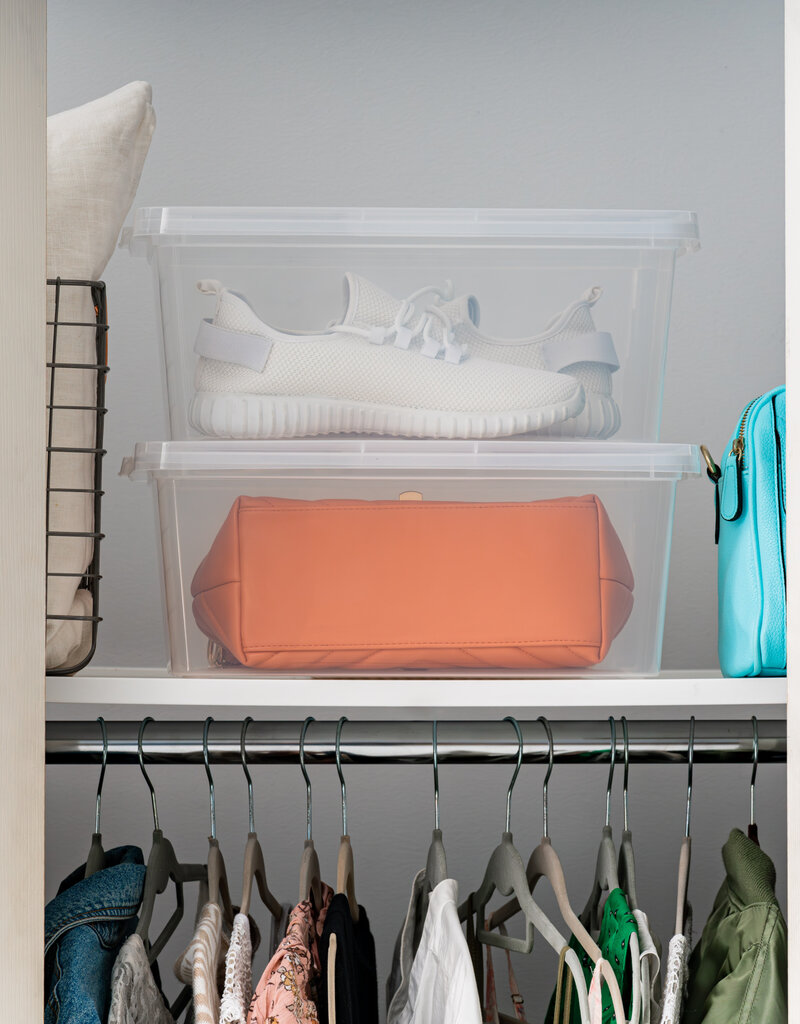 IRIS Multifunctionele Plastic Opbergdozen, 13L, Set van 4, Transparant, CNL-13E