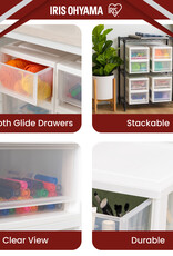 IRIS Doorzichtige Plastic Opberglade, stapelbaar, Wit, 7L, Set van 3, MSD-1