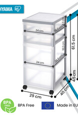 IRIS A4 Plastic opslagtoren op Wielen, 4 Gemengde Lades, Grijs, DC-322