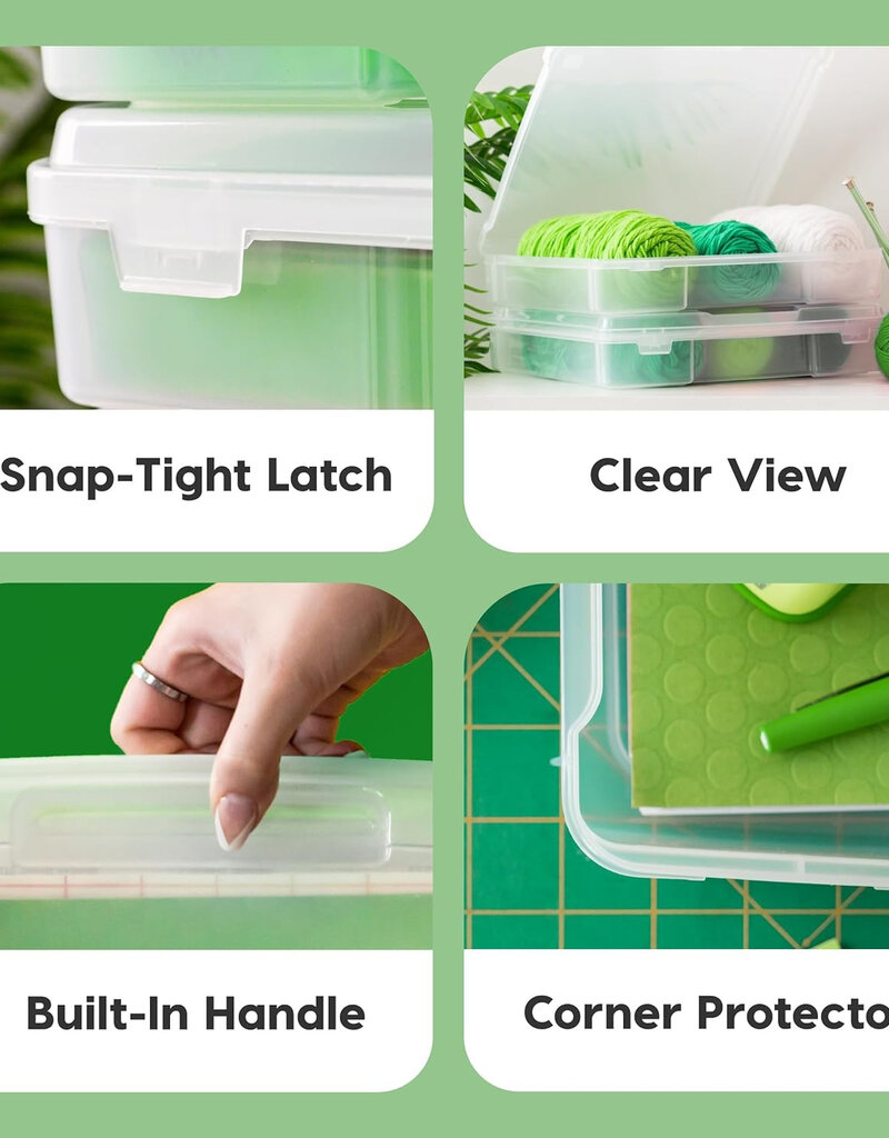 IRIS Plastic Leisure Storage Boxes met clip, 10L, Set van 3 doorzichtige, SBC-350E