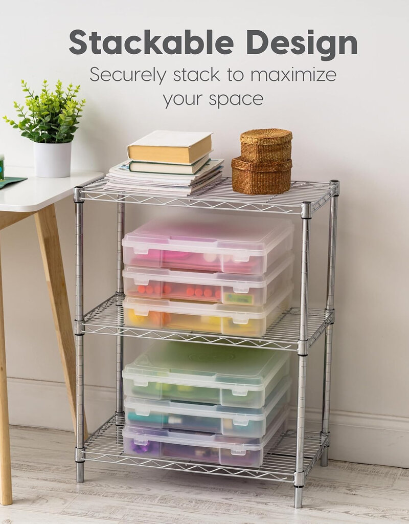 IRIS Plastic Leisure Storage Boxes met clip, 10L, Set van 3 doorzichtige, SBC-350E