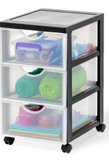 IRIS plastic opslagtoren op wielen, 3 middelgrote lades, zwart, DDDC-003