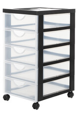 IRIS opslagtoren met plastic wielen, 5 kleine lades, zwart, DDDC-350