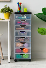 IRIS plastic opbergtoren op wielen, 8 kleine lades, zwart, DDDC-380