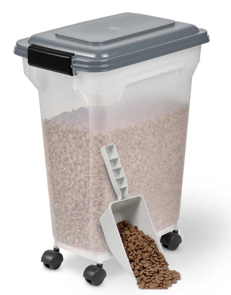 IRIS 20L brokjes voor 7,5 kg, luchtdicht, schop, inclusief wielen, voor honden en katten, ATS-M, grijs