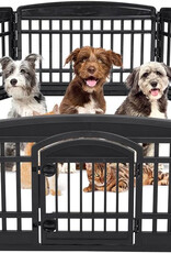 IRIS binnenspeelren voor honden, buiten met 8 panelen en afsluitbare deur, H60cm, zwart, plastic, CI-608E