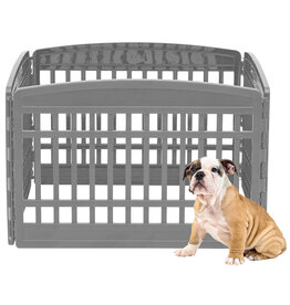 IRIS Indoor play run for dogs, Outdoor with 6 panels and lockable door, H60cm, Grey, for dogs, Puppy, CI-606E