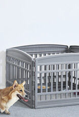 IRIS Binnenspeelren voor honden, Buiten met 6 panelen en afsluitbare deur, H60cm, Grijs, voor honden, Puppy, CI-606E